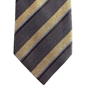 Bruno Marchesi Mens Silk Necktie Brown Tan Blue Diagonal Striped Handmade Tie